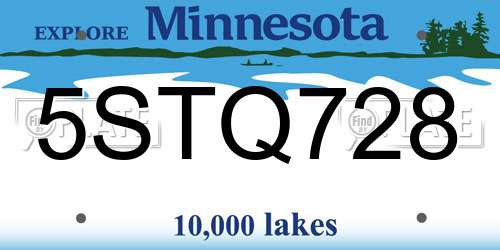 5STQ728 Minnesota License Plate