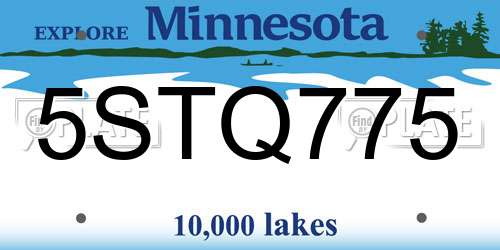 5STQ775 Minnesota License Plate