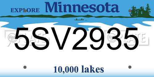 5SV2935 Minnesota License Plate