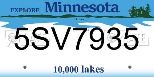 5SV7935 Minnesota License Plate
