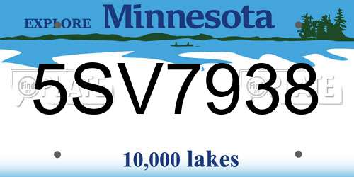 5SV7938 Minnesota License Plate