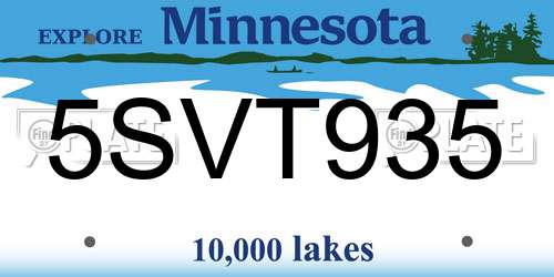 5SVT935 Minnesota License Plate