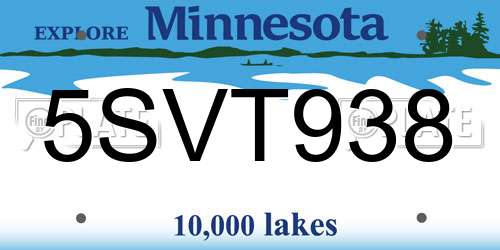 5SVT938 Minnesota License Plate