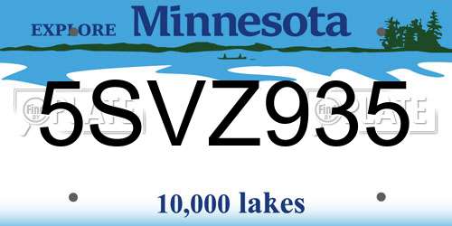 5SVZ935 Minnesota License Plate