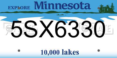 5SX6330 Minnesota License Plate