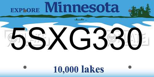 5SXG330 Minnesota License Plate