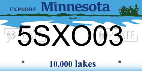 5SXO03 Minnesota License Plate
