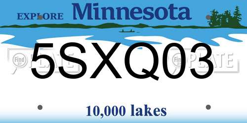 5SXQ03 Minnesota License Plate