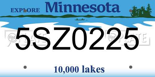 5SZ0225 Minnesota License Plate