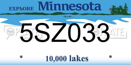 5SZ033 Minnesota License Plate