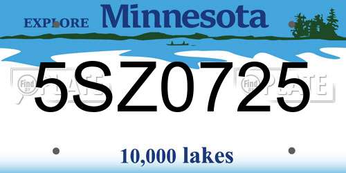 5SZ0725 Minnesota License Plate