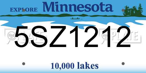 5SZ1212 Minnesota License Plate