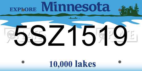 5SZ1519 Minnesota License Plate