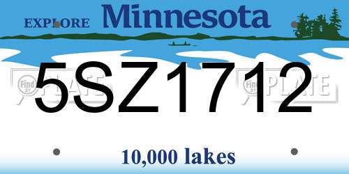 5SZ1712 Minnesota License Plate