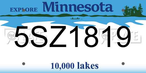 5SZ1819 Minnesota License Plate