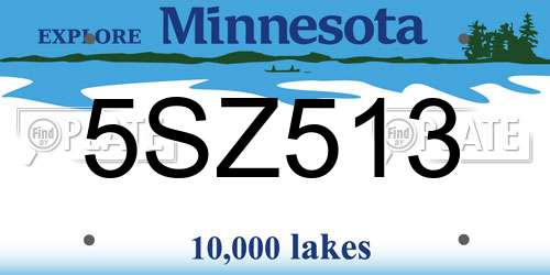 5SZ513 Minnesota License Plate