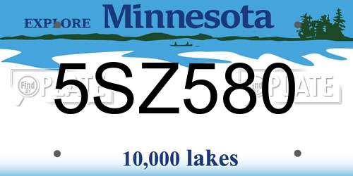 5SZ580 Minnesota License Plate