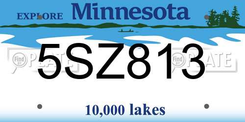 5SZ813 Minnesota License Plate