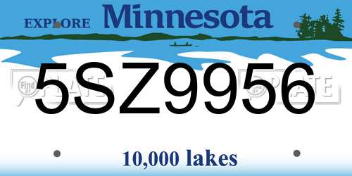 5SZ9956 Minnesota License Plate