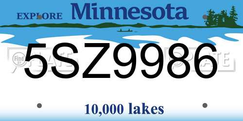 5SZ9986 Minnesota License Plate