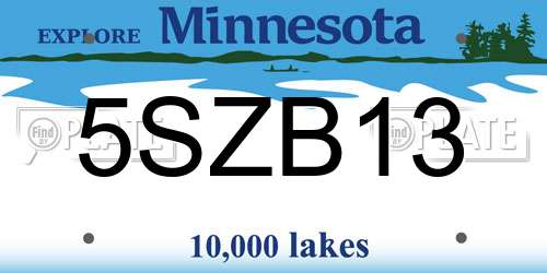 5SZB13 Minnesota License Plate