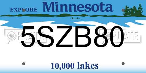 5SZB80 Minnesota License Plate