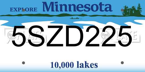 5SZD225 Minnesota License Plate