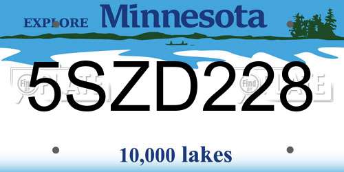 5SZD228 Minnesota License Plate