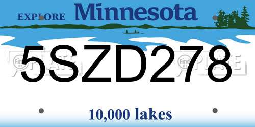 5SZD278 Minnesota License Plate