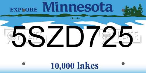 5SZD725 Minnesota License Plate