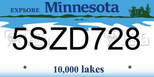 5SZD728 Minnesota License Plate
