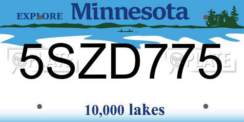 5SZD775 Minnesota License Plate