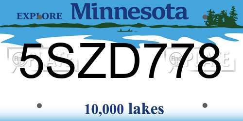 5SZD778 Minnesota License Plate