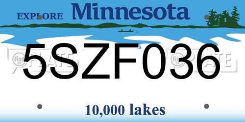5SZF036 Minnesota License Plate