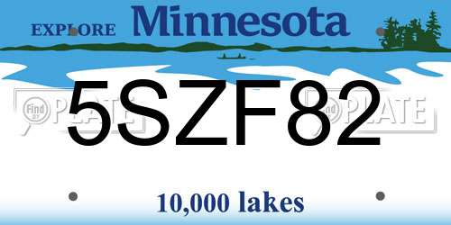 5SZF82 Minnesota License Plate