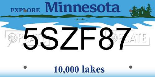 5SZF87 Minnesota License Plate