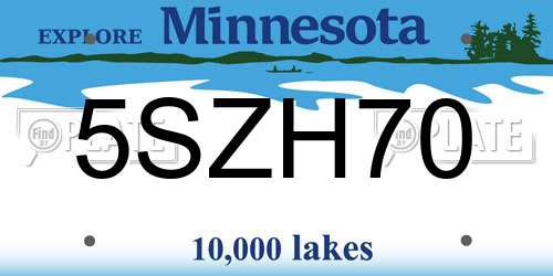 5SZH70 Minnesota License Plate