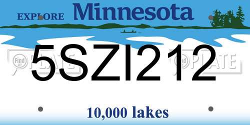 5SZI212 Minnesota License Plate