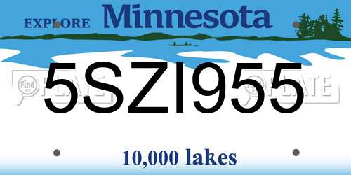 5SZI955 Minnesota License Plate