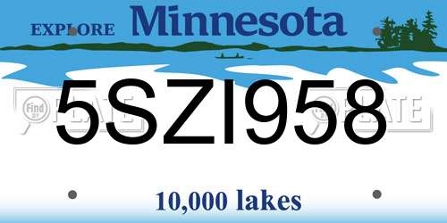 5SZI958 Minnesota License Plate
