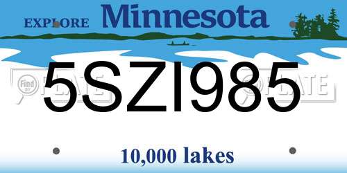 5SZI985 Minnesota License Plate
