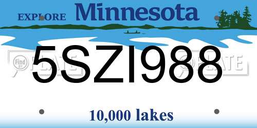 5SZI988 Minnesota License Plate