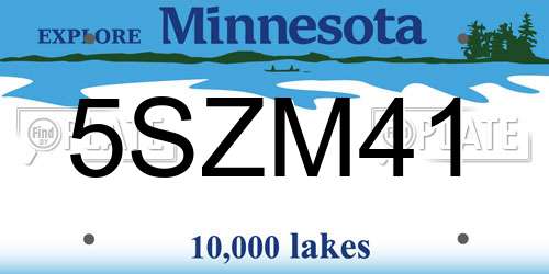 5SZM41 Minnesota License Plate