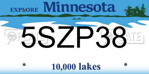 5SZP38 Minnesota License Plate