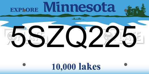 5SZQ225 Minnesota License Plate