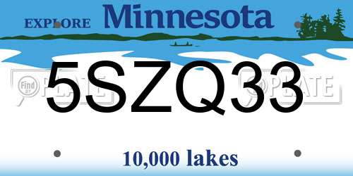 5SZQ33 Minnesota License Plate