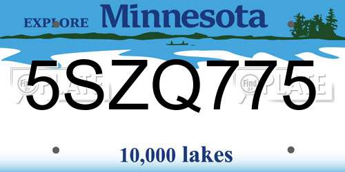 5SZQ775 Minnesota License Plate