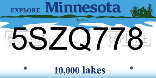 5SZQ778 Minnesota License Plate