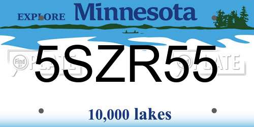 5SZR55 Minnesota License Plate