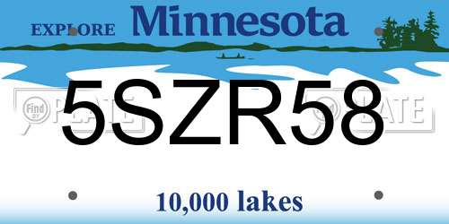 5SZR58 Minnesota License Plate